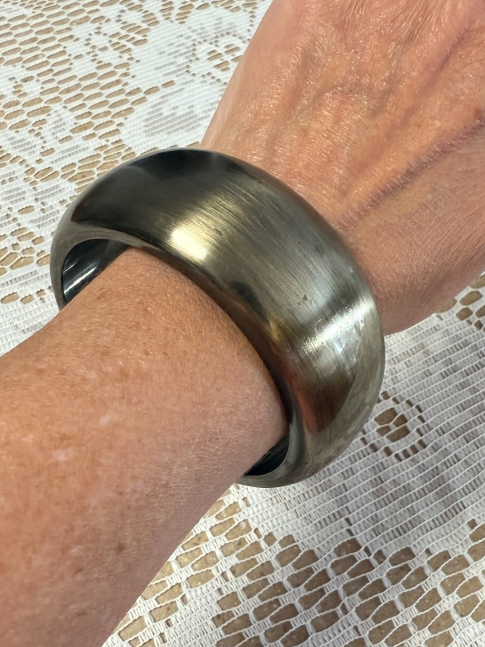 Bronze Wide Bracelet Bangle Nickel Free Brown About 2.5 Inch Chunky Boho